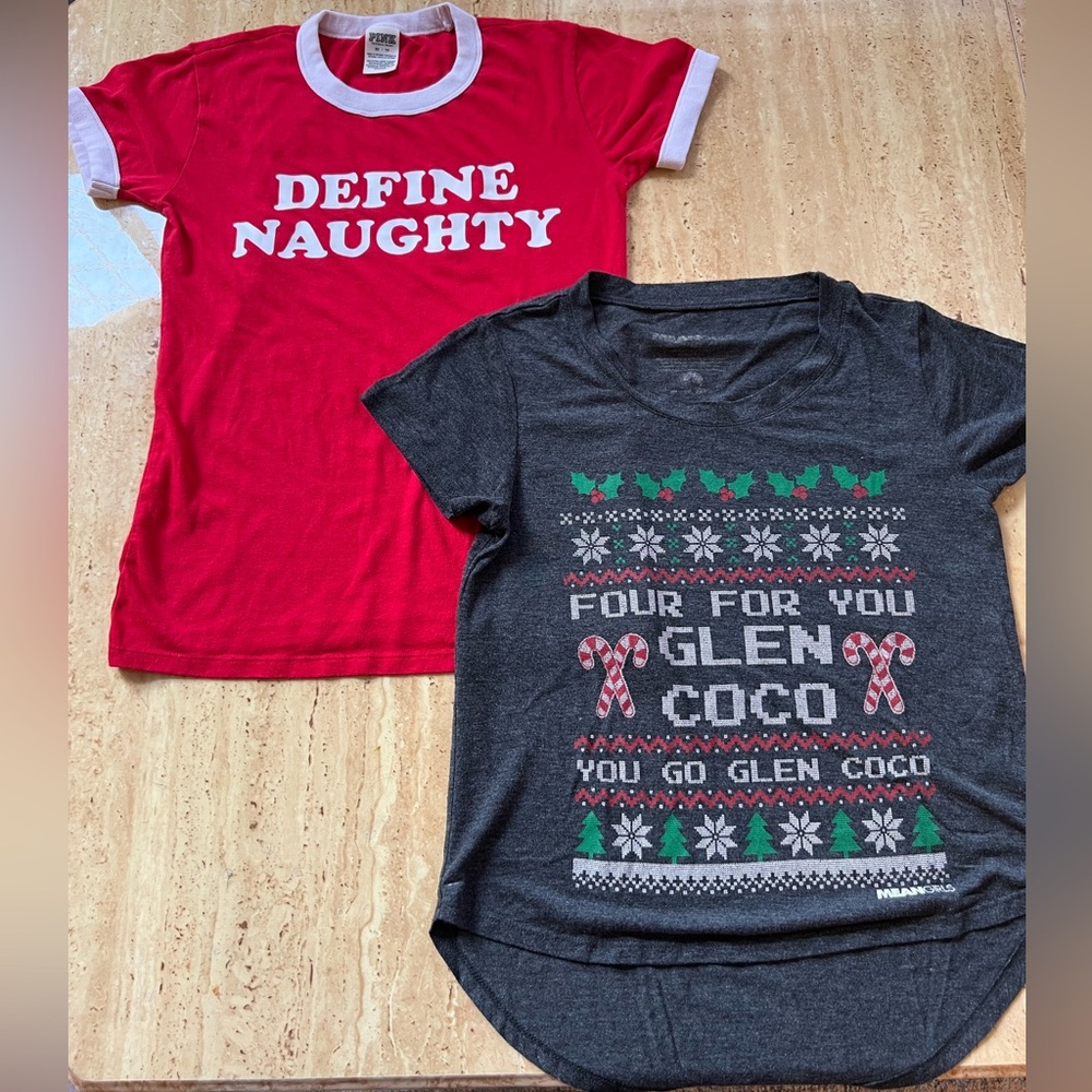 Holiday Christmas Means Girls Victoria’s Secret PINK XS Shirts